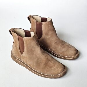 L.L.Bean Stonington Chelsea Boots Tan Camel Nubuck Leather Pull On Ankle Boots 8